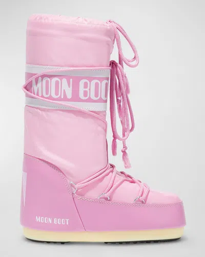 Moon Boot Icon Logo-print Lace-up Boots In Pink