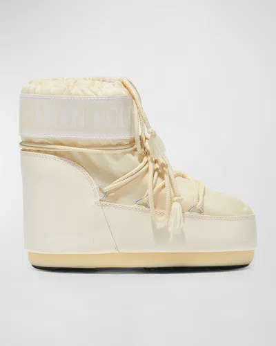 Moon Boot White Synthetic Leather Icon Low Ankle Boots In Cream