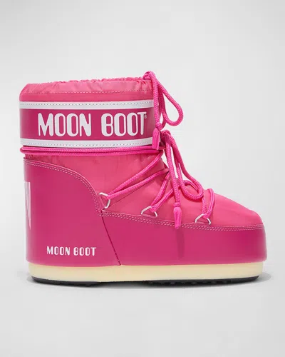 Moon Boot Icon Nylon Ankle Snow Boots In Bougainvillea