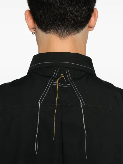Airei Cotton Shirt With Inverted Pleat And Drop Shoulder In Black
