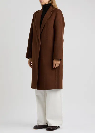 Vince Wool-blend Coat In Dark Brown