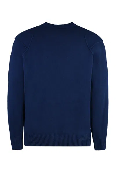 Shop C.p. Company Crew-neck Wool Sweater In Blue