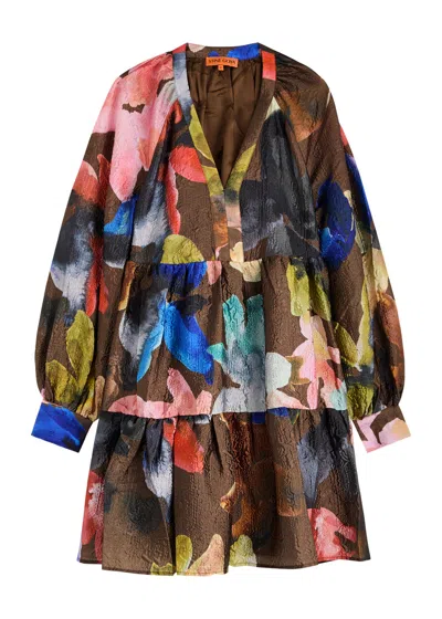 Stine Goya Printed Crinkled Satin Midi Dress In Multicoloured