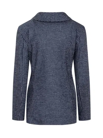 Emporio Armani Double Breasted Checked Jacket In Blue