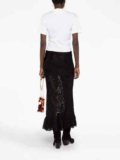 Rabanne White Crewneck Top With Short Sleeves And Ruched Cut-out On The Front In Cotton Woman In White