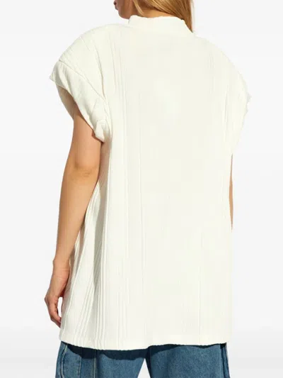 Attico Ivory Logo-raised Ribbed Top In Neutrals
