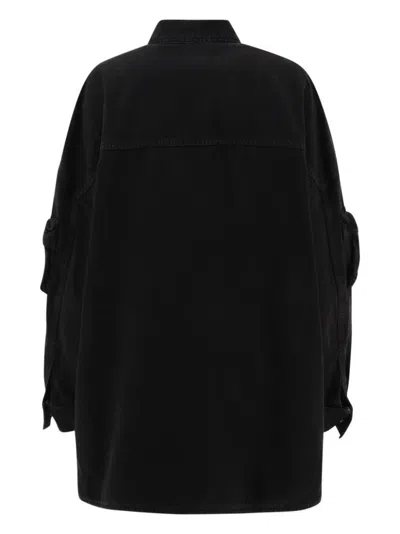 Attico Fern Oversized Cotton Canvas Jacket In Black
