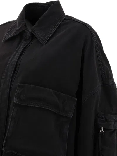 Attico Fern Oversized Cotton Canvas Jacket In Black