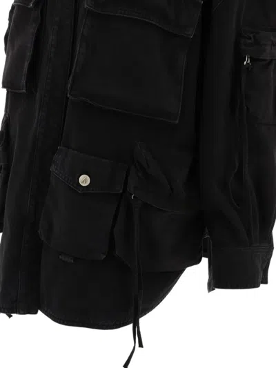 Attico Fern Oversized Cotton Canvas Jacket In Black