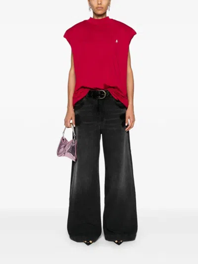 Attico High Waist Wide-leg Denim Jeans In Black