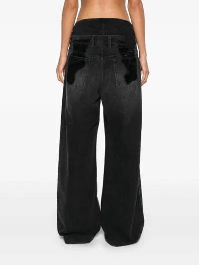 Attico High Waist Wide-leg Denim Jeans In Black