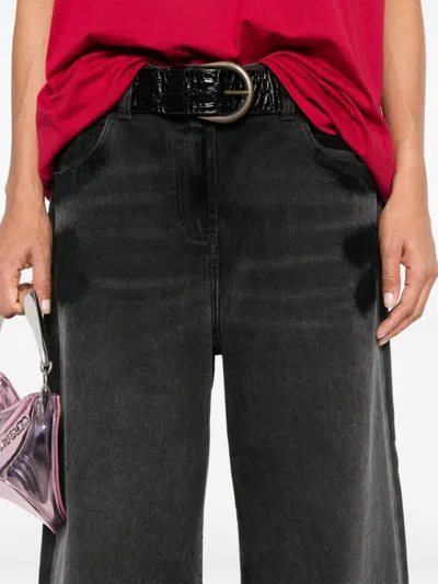 Attico High Waist Wide-leg Denim Jeans In Black