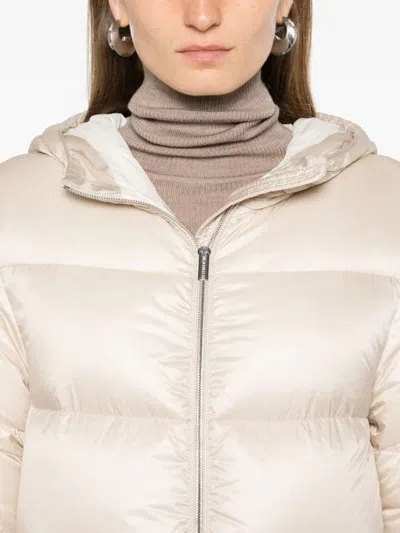 Peserico Hooded Down Coat In Neutrals