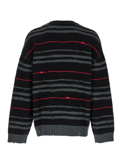Juunj Multicolor Striped Sweater With Used Effect In Multicolor