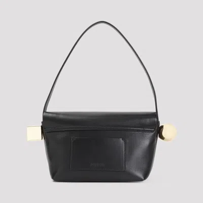 Shop Jacquemus Black Lamb Leather Le Rond Carre Handbag