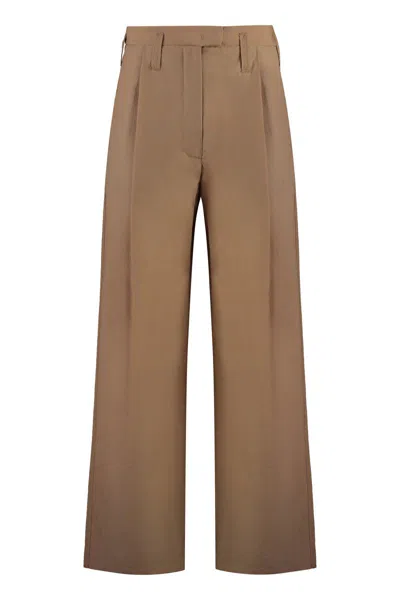 Shop Philosophy Di Lorenzo Serafini Cotton Blend Trousers In Beige