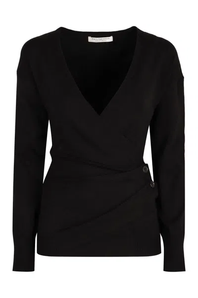 Shop Philosophy Di Lorenzo Serafini Wool V-neck Sweater In Black