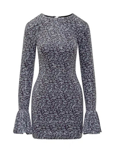 Rotate Birger Christensen Open-back Sequin Mini Dress In Purple