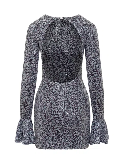 Rotate Birger Christensen Open-back Sequin Mini Dress In Purple