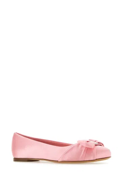 Ferragamo Light Pink Varina Viscose Ballerina In Pink