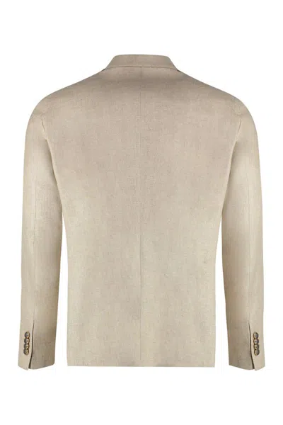 Shop Tagliatore Silk Double-breast Blazer In Beige