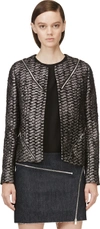 JAY AHR Black & Metallic Silver Tweed Zip Blazer