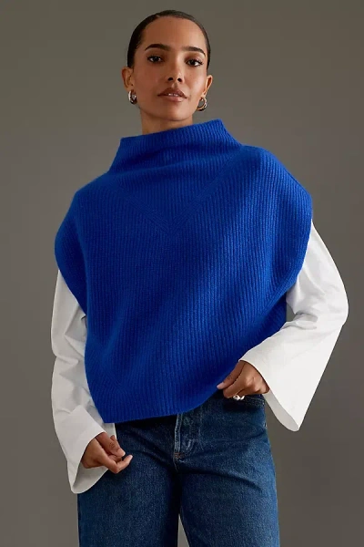 Shop Anthropologie Ribbed Cashmere Poncho In Blue