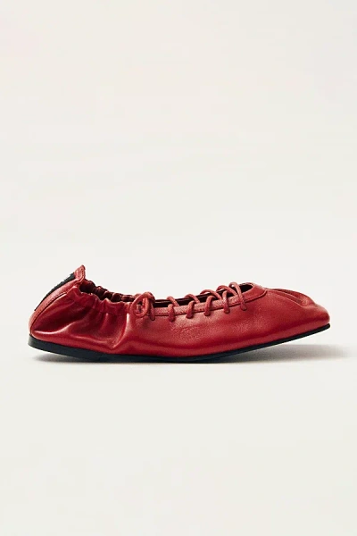Alohas Aureline Lace-up Square-toe Flats In Red