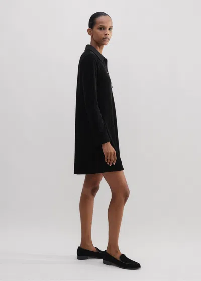 Me+em Crystal Button Cord Velour A-line Dress In Black