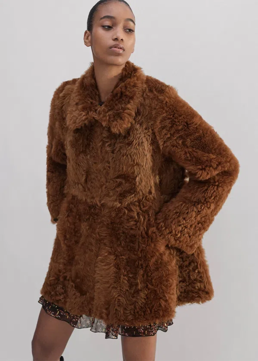 Me+em Luxe Shearling Swing Coat In Deep Toffee | ModeSens