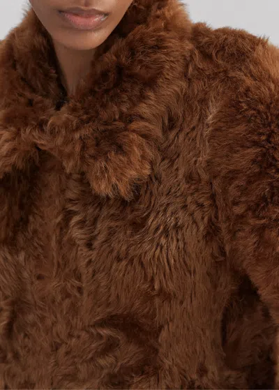 Me+em Luxe Shearling Swing Coat In Deep Toffee