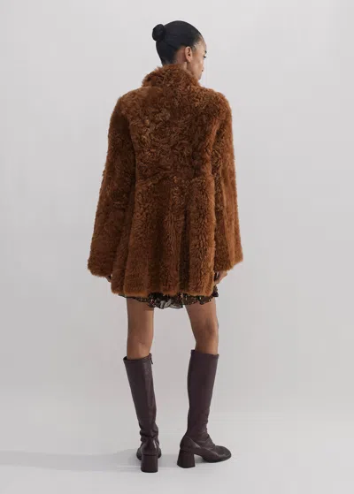 Me+em Luxe Shearling Swing Coat In Deep Toffee