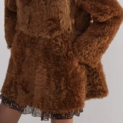Me+em Luxe Shearling Swing Coat In Deep Toffee