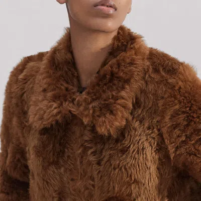 Me+em Luxe Shearling Swing Coat In Deep Toffee