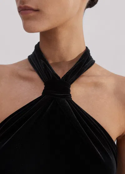 Me+em Velour Halterneck Maxi Dress In Black