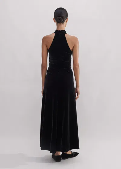 Me+em Velour Halterneck Maxi Dress In Black