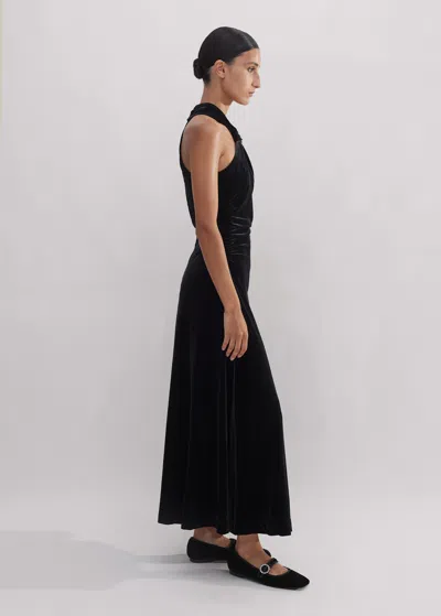 Me+em Velour Halterneck Maxi Dress In Black