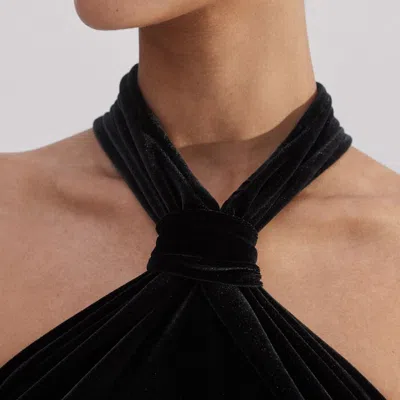 Me+em Velour Halterneck Maxi Dress In Black