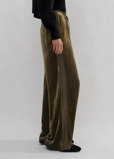 Me+em Silk-blend Velvet Relaxed Tapered Pant In Bronze Green