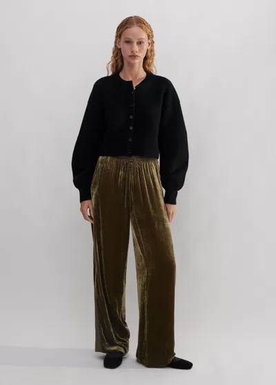 Me+em Silk-blend Velvet Relaxed Tapered Pant In Bronze Green