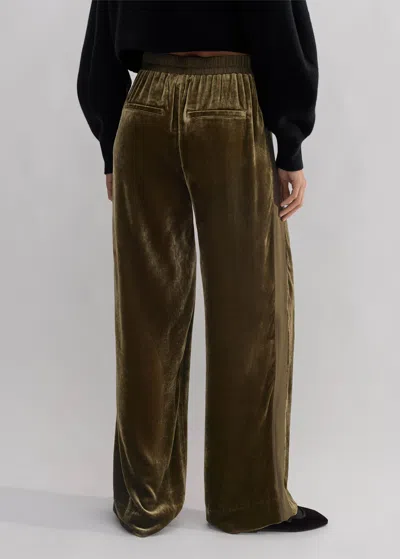 Me+em Silk-blend Velvet Relaxed Tapered Pant In Bronze Green
