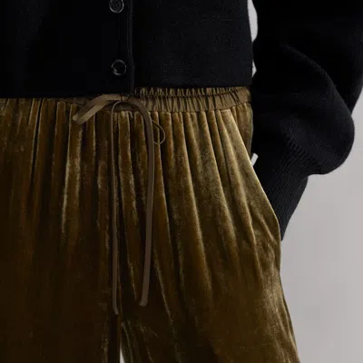 Me+em Silk-blend Velvet Relaxed Tapered Pant In Bronze Green