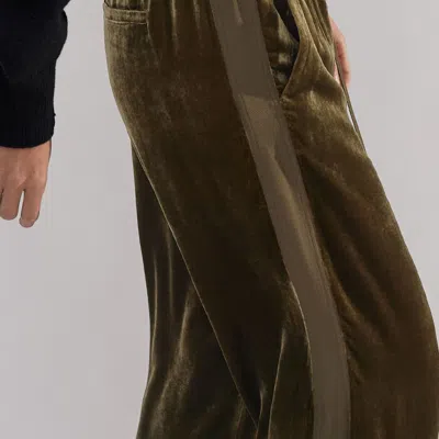 Me+em Silk-blend Velvet Relaxed Tapered Pant In Bronze Green