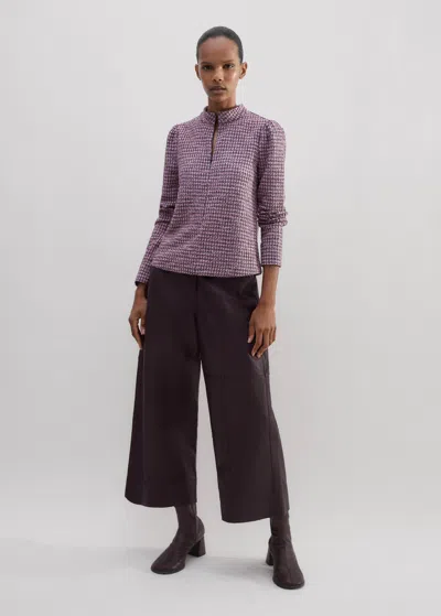 Me+em Houndstooth Tweed High Neck Top In Pink/navy/black
