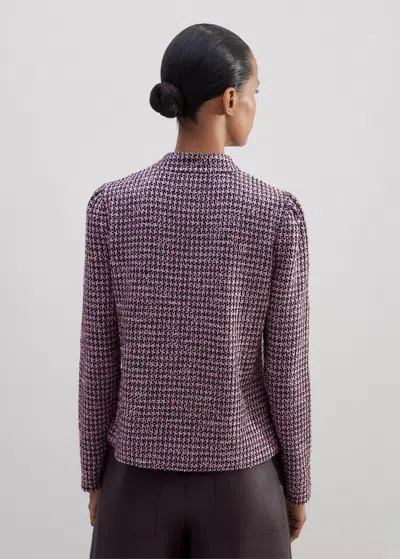 Me+em Houndstooth Tweed High Neck Top In Pink/navy/black