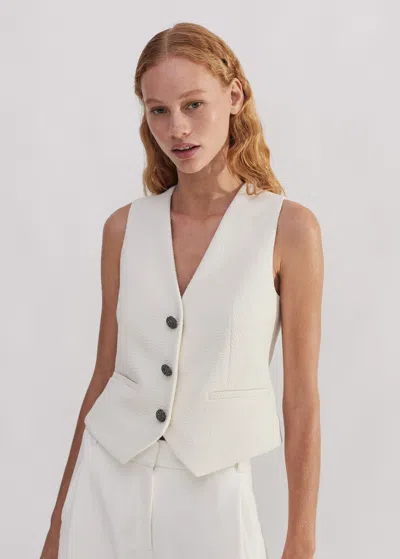 Me+em Textured Tailored Tux Vest In Ivory