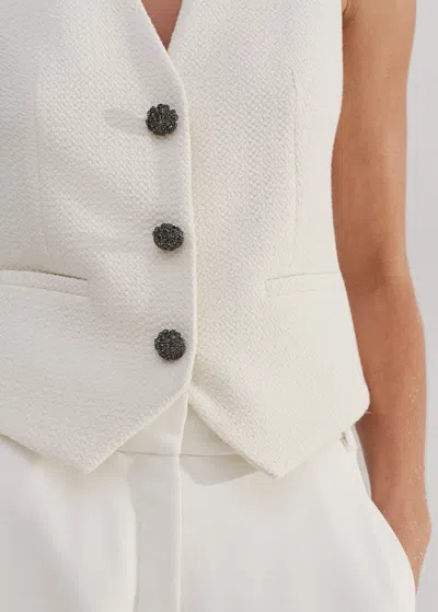 Me+em Textured Tailored Tux Vest In Ivory