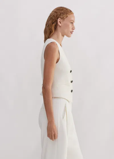 Me+em Textured Tailored Tux Vest In Ivory