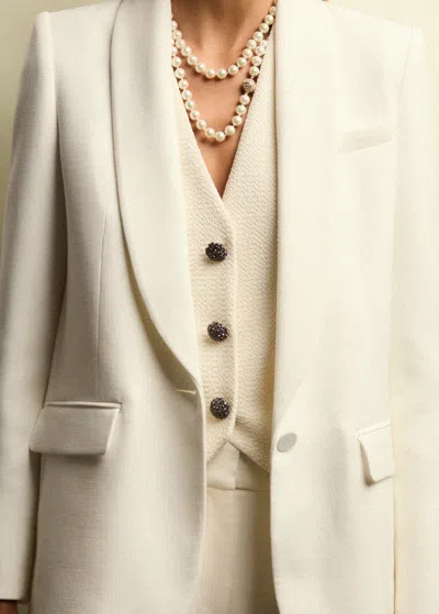 Me+em Textured Tailored Tux Vest In Ivory