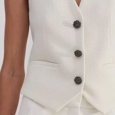 Me+em Textured Tailored Tux Vest In Ivory